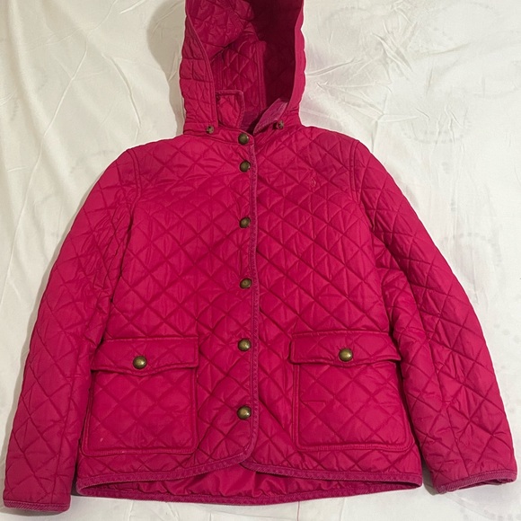 Polo by Ralph Lauren Quilted Vibrant Pink Barn Jacket Girls Size Large 12-14